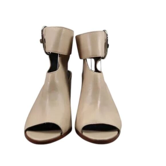 Aldo Shoes Womens 7.5 Pumps Ankle Wrap Buckle Bootie Peep Toe Leather Block Heel - Picture 5 of 16